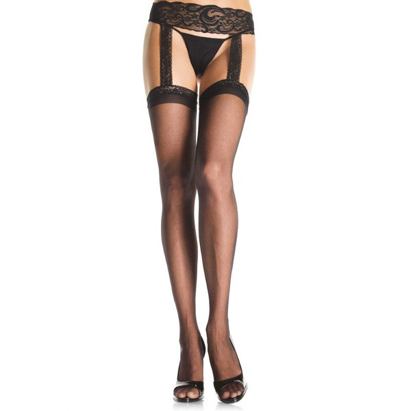SHEER THIGH HIGH LACE GARTER OS BLACK