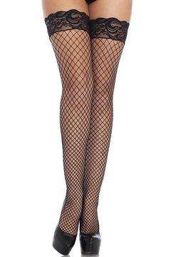 FENCE NET THIGH HIGH LACE TOP OS BLK